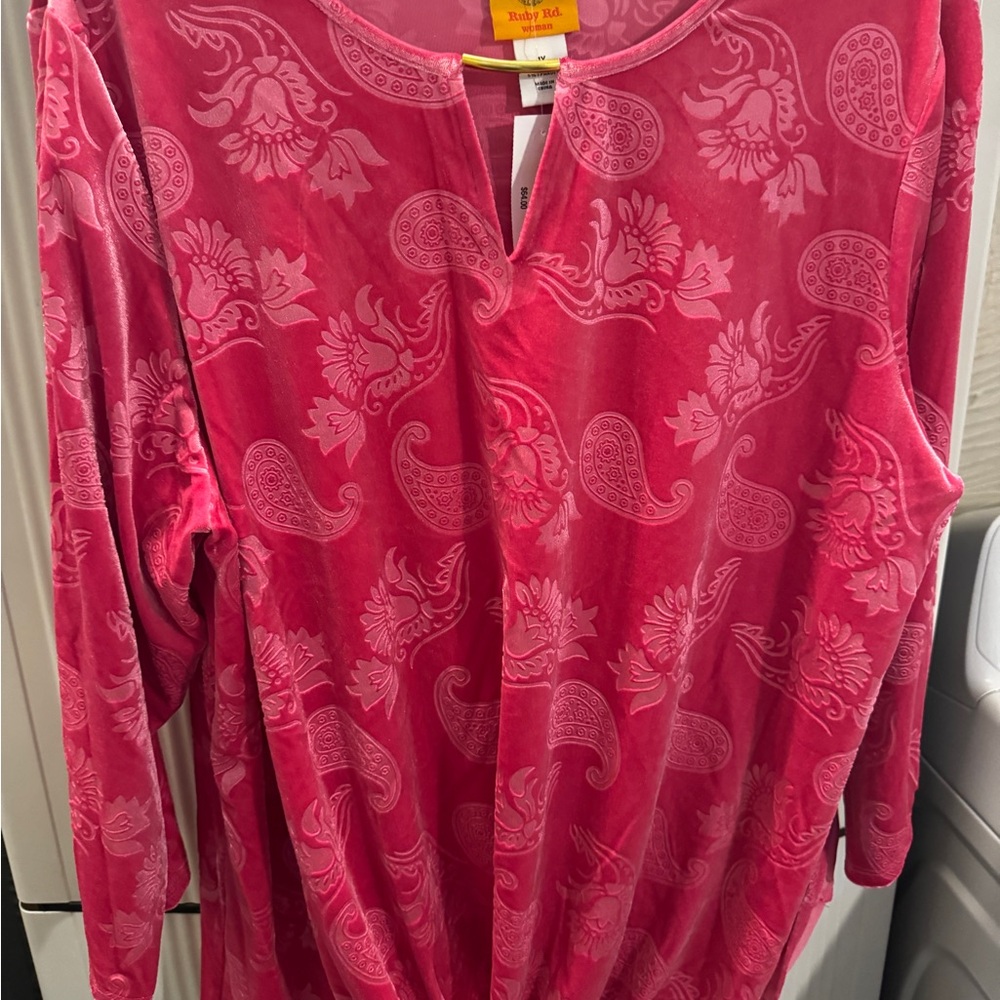 Ruby Rd. Red Paisley Floral Blouse - Picture 5 of 10